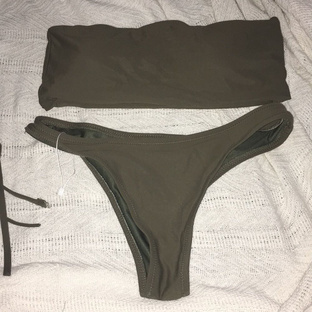 Army/olive  green bandeau bikini !